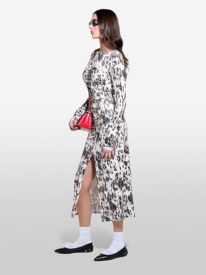 Fitted dress with slit - women's midi dresses - Multi-color | Sisley image number 2